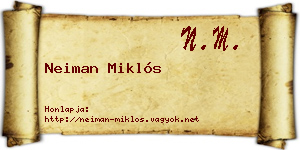 Neiman Miklós névjegykártya